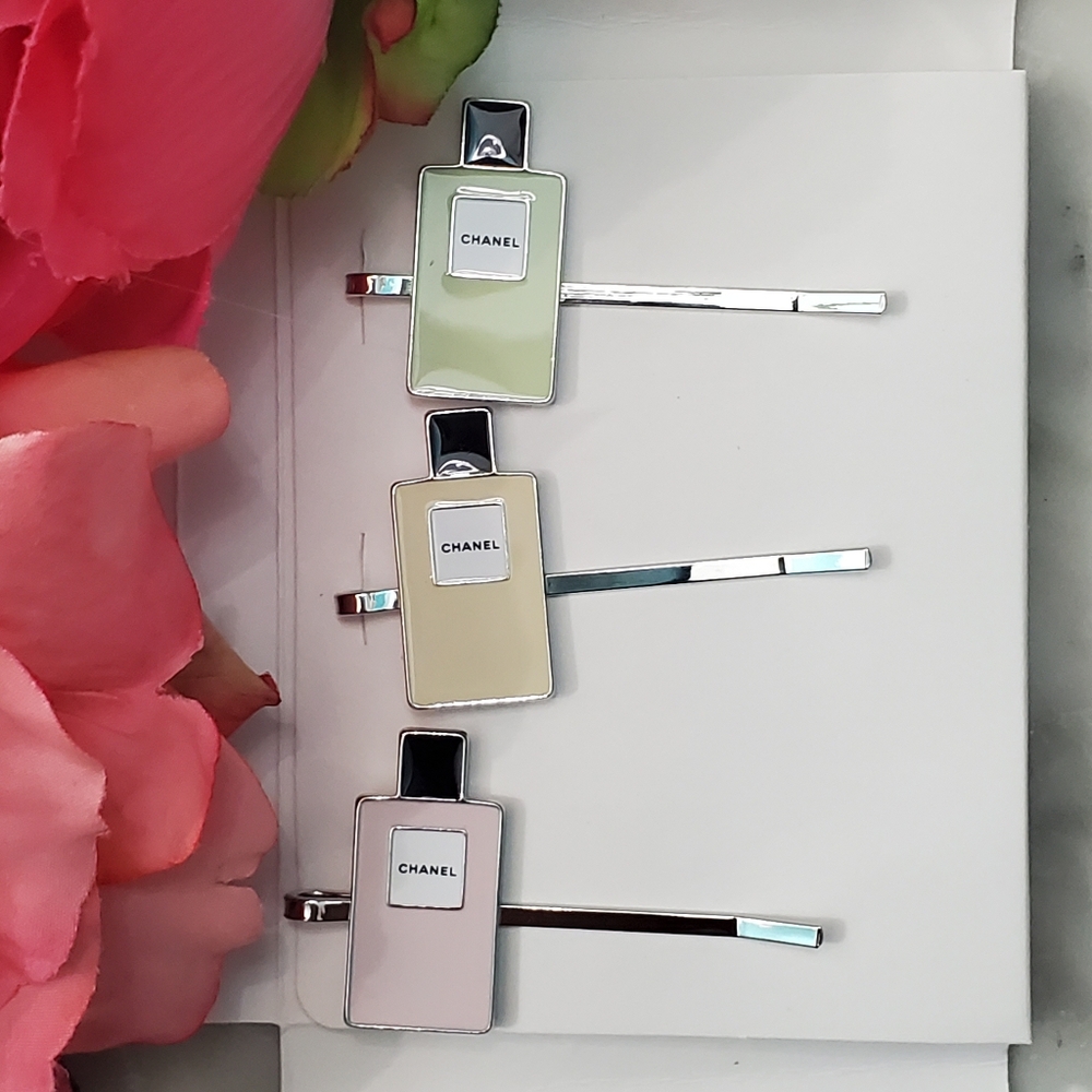 Chanel Bobby Pin/Hair Clip Set - Pink Green Yellow Silver